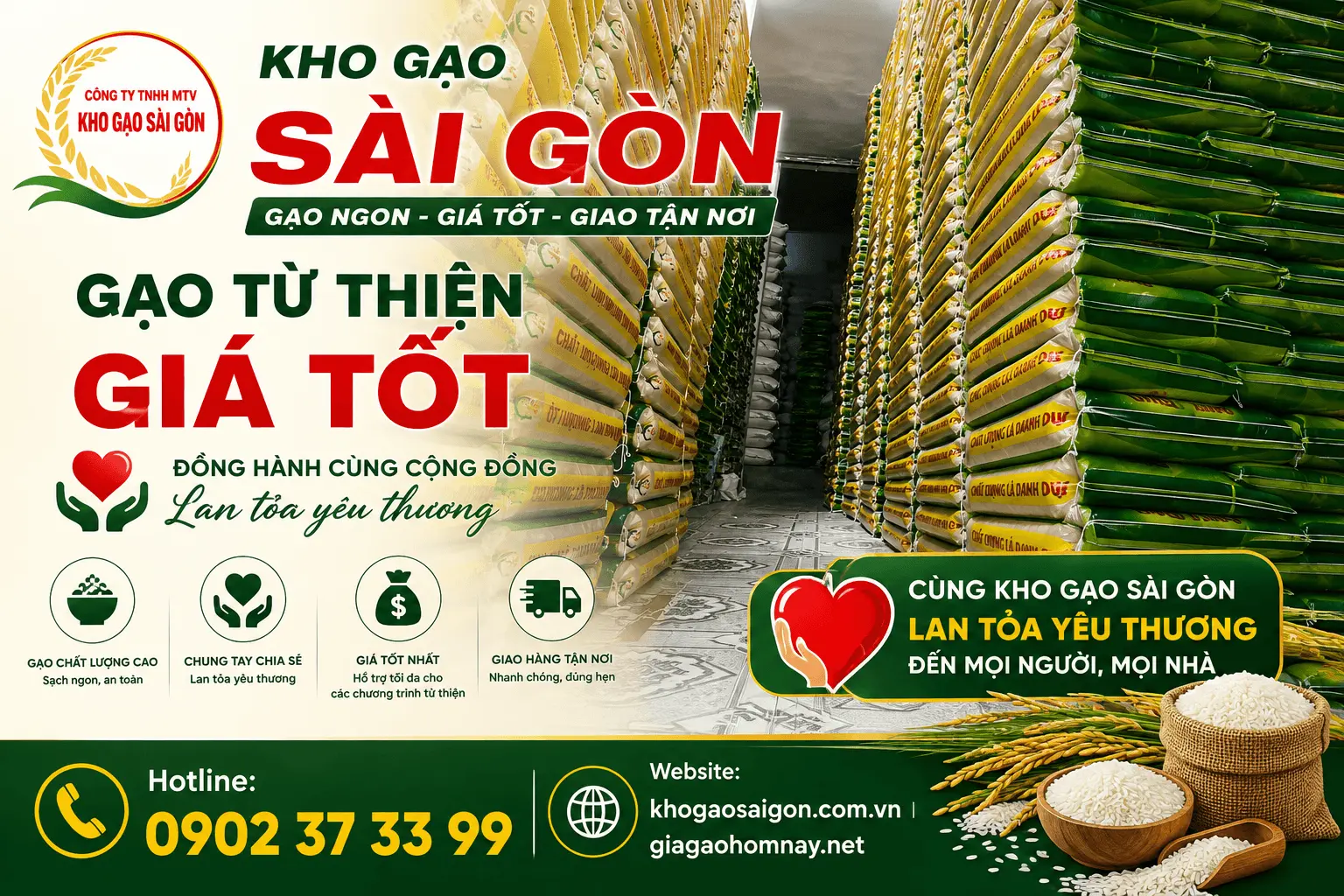 Kho gạo Sài Gòn: nguồn cung cấp gạo từ thiện giá sỉ tại TPHCM uy tín, chất lượng